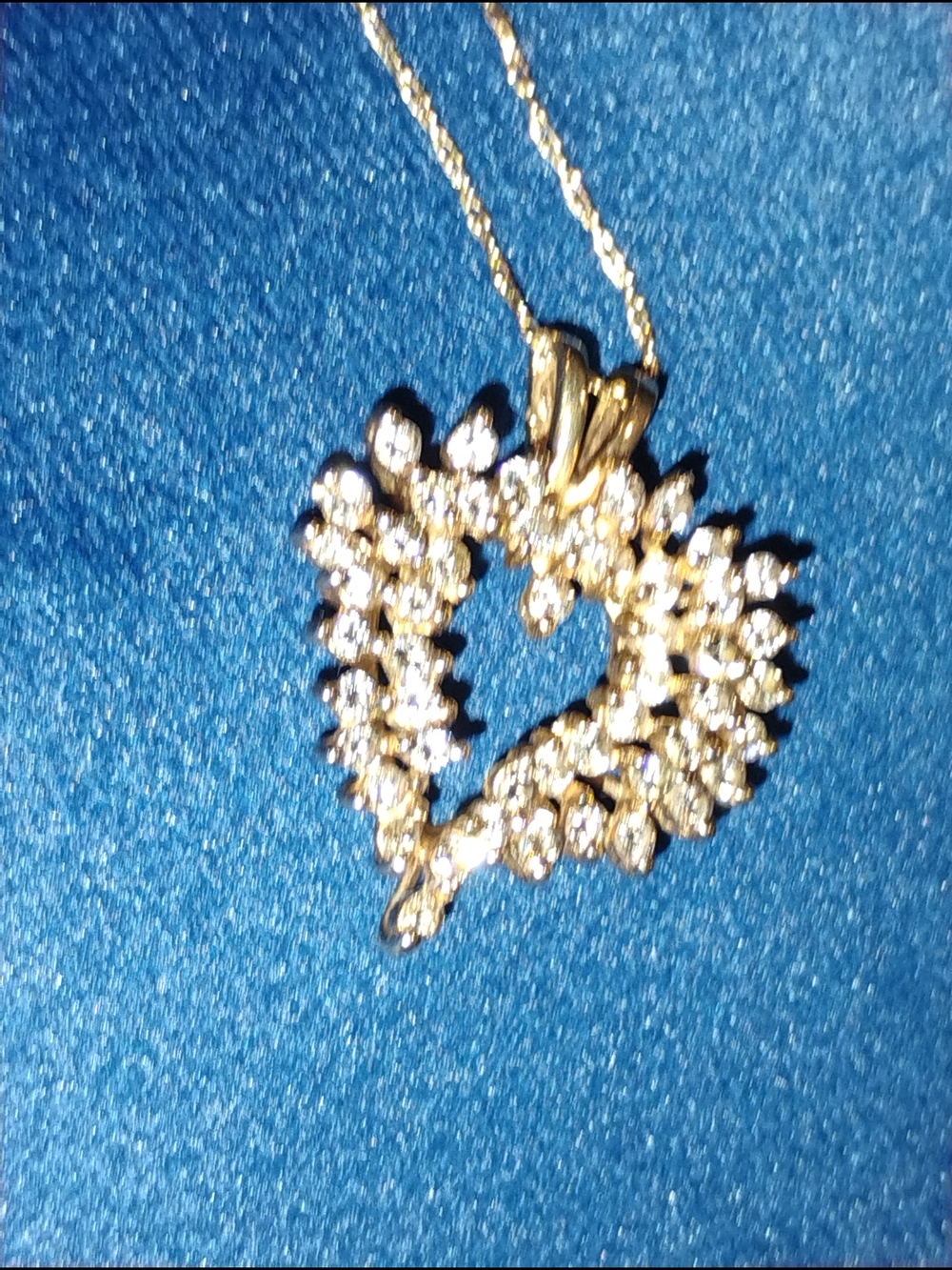 Gold Heart Cluster Pendant Necklace - Sparkling Gold  14kt 2 Carats